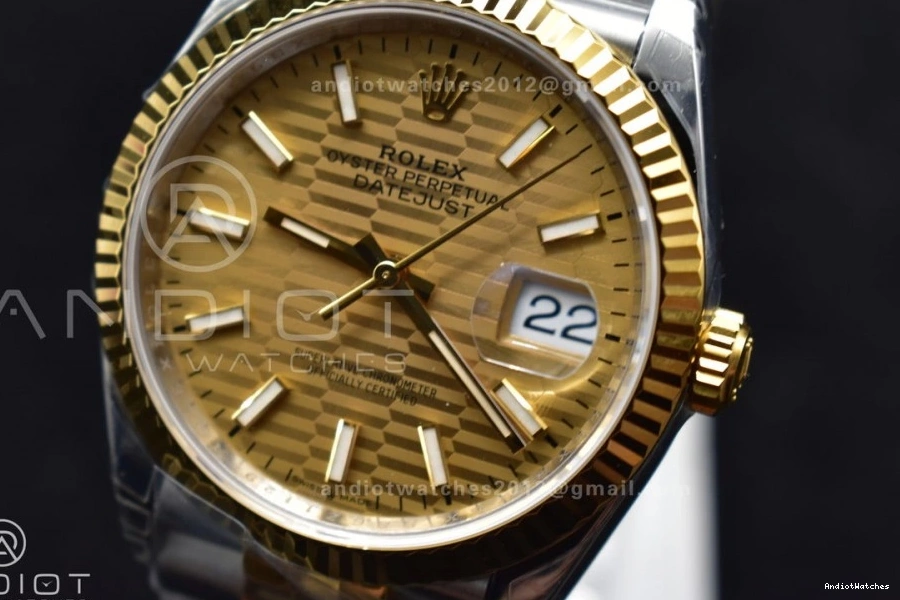 DateJust Bracelet VSF YG Steel 592 SS 904L on Elegant Gold 1:1 Best Jubilee 126231 Textured Edition Dial 36 VS 0705